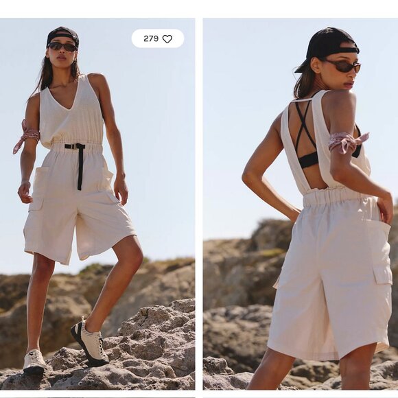 Free People NWT Scout Shortsie Romper size L - Picture 1 of 6